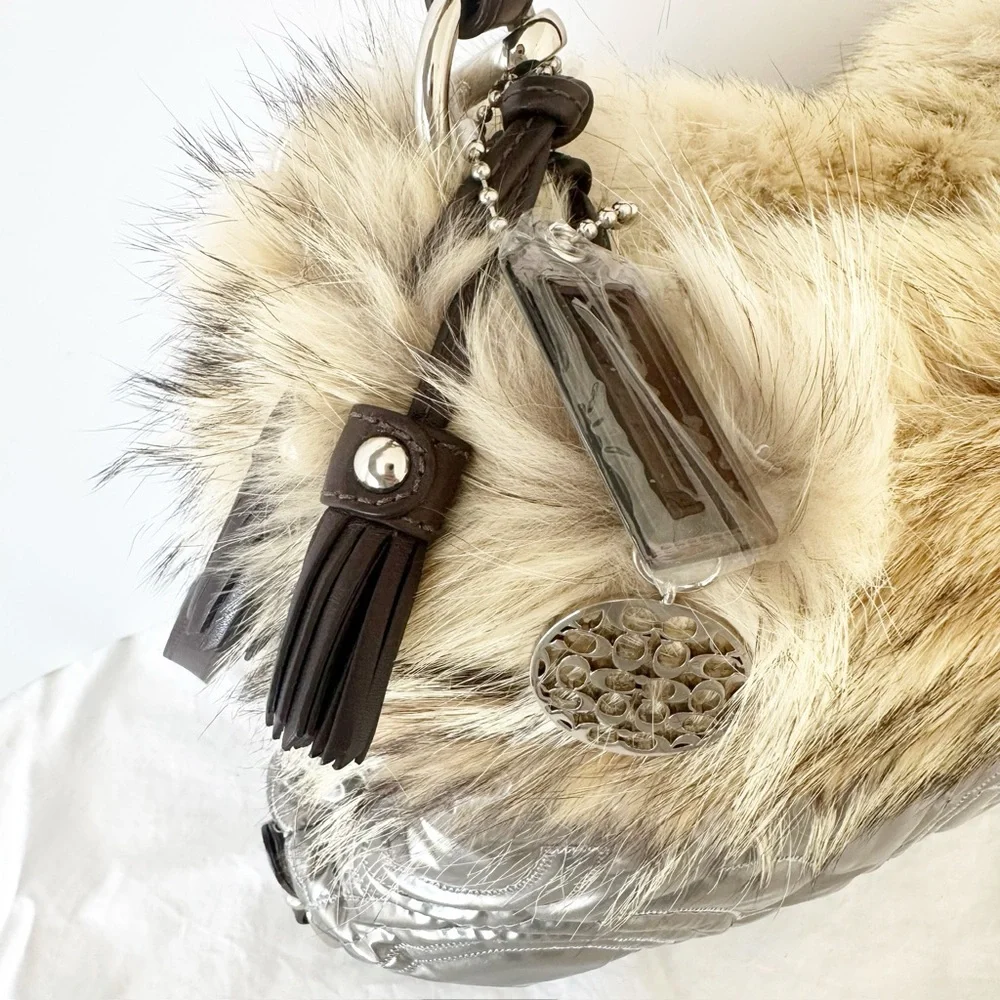 NWT Coach‎ Hampton Ski Coyote Fur Purse
